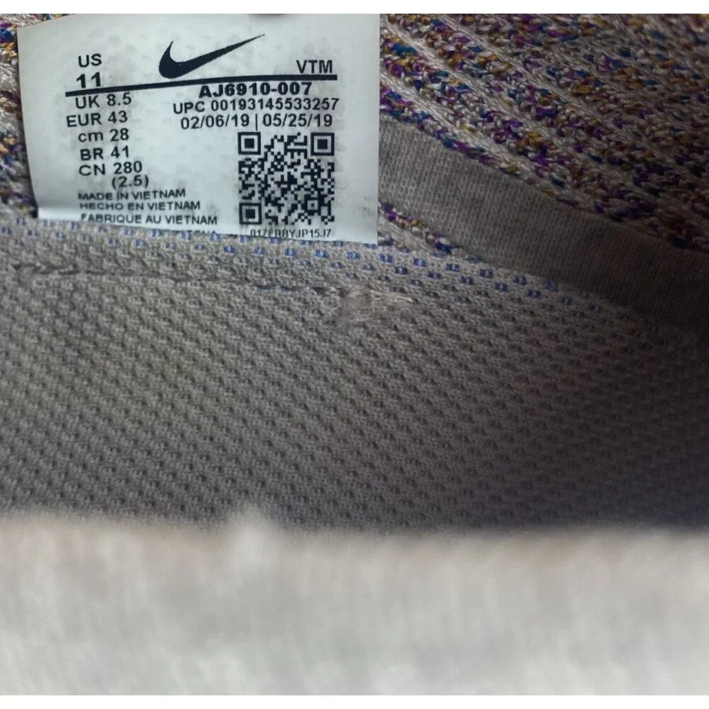 Nike Air VaporMax Flyknit 3 Running Shoes Womens 11 Cream Purple Logo Lace Up - Picture 12 of 12